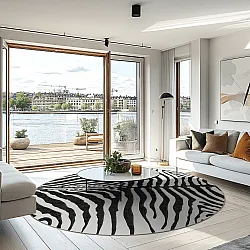 Rond vloerkleed - Zebra (zwart/wit)