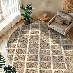 Rond vloerkleed - Zola Natural Cotton Shaggy (beige)