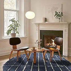 Rond vloerkleed - Zola Natural Cotton Shaggy (blauw)