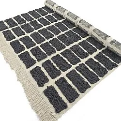 Hoogpolig vloerkleed - Zola Natural Cotton Shaggy (donkergrijs)