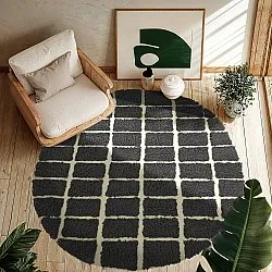 Rond vloerkleed - Zola Natural Cotton Shaggy (donkergrijs)