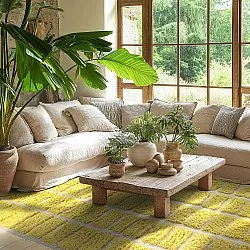 Hoogpolig vloerkleed - Zola Natural Cotton Shaggy (geel)