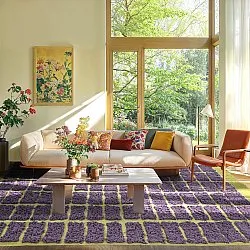 Hoogpolig vloerkleed - Zola Natural Cotton Shaggy (paars)