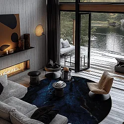 Rond vloerkleed - Zuani (donkerblauw)