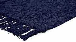 Hoogpolig vloerkleed - Alba Natural Cotton Shaggy (donkerblauw)