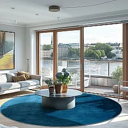 Rond vloerkleed - Artena (donkerblauw)