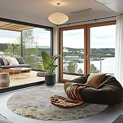 Rond vloerkleed - Maude (grijs/goud)