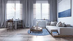 Rond vloerkleed - Menfi (blauw)