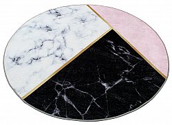Rond vloerkleed - Savino (zwart/wit/roze)