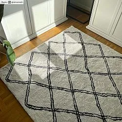 Hoogpolig vloerkleed - Morocco (zwart/wit)
