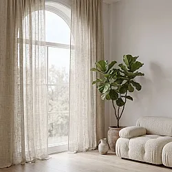 Gordijnen 2-pack - Linnen gordijn Noemi (beige)