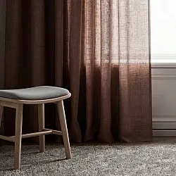 Gordijnen 2-pack - Linnen gordijn Noemi (donkerbruin)