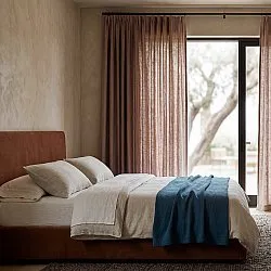 Gordijnen 2-pack - Linnen gordijn Noemi (donkerbruin)