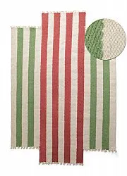 Onregelmatig wollen tapijt - Kystaro (crème/groen/rood)
