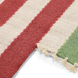 Onregelmatig wollen tapijt - Kystaro (crème/groen/rood)
