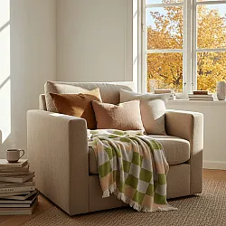 Dekens - Wollenmix plaid - Audrey Check (beige/groen/paars)
