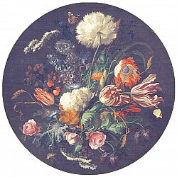 Rond vloerkleed - Rich Flowers (blauw)