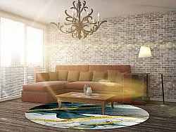 Rond vloerkleed - Alvaro (blauw/wit/goud)