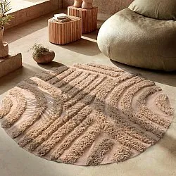 Rond vloerkleed - Cazorla Natural Cotton Shaggy (beige)