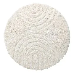 Rond vloerkleed - Lindos Natural Cotton Shaggy (wit)
