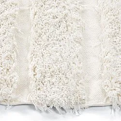 Rond vloerkleed - Lindos Natural Cotton Shaggy (wit)