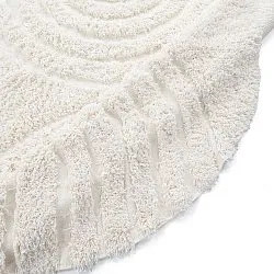 Rond vloerkleed - Lindos Natural Cotton Shaggy (wit)
