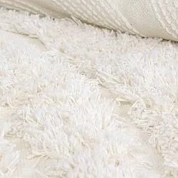 Rond vloerkleed - Lindos Natural Cotton Shaggy (wit)