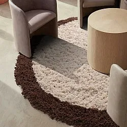 Rond vloerkleed - Sagres Natural Cotton Shaggy (off-white/bruin)