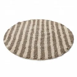 Rond vloerkleed - Thira Stripe Cotton Shaggy (crème/taupe)