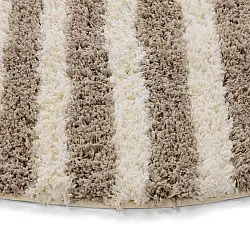 Rond vloerkleed - Thira Stripe Cotton Shaggy (crème/taupe)