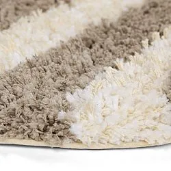 Rond vloerkleed - Thira Stripe Cotton Shaggy (crème/taupe)