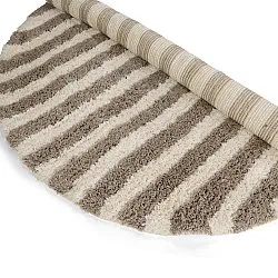 Rond vloerkleed - Thira Stripe Cotton Shaggy (crème/taupe)