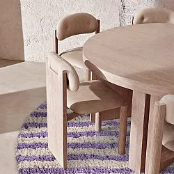 Rond vloerkleed - Thira Stripe Cotton Shaggy (room/licht paars)
