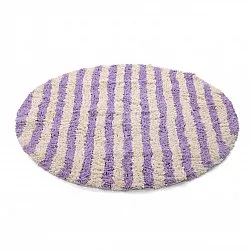Rond vloerkleed - Thira Stripe Cotton Shaggy (room/licht paars)