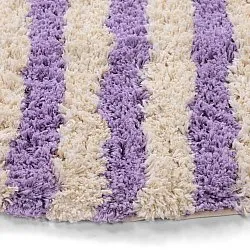 Rond vloerkleed - Thira Stripe Cotton Shaggy (room/licht paars)