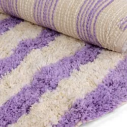 Rond vloerkleed - Thira Stripe Cotton Shaggy (room/licht paars)