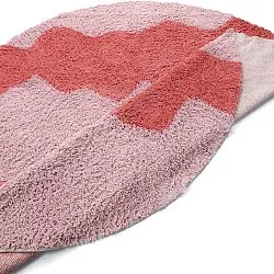 Rond vloerkleed - Amira Natural Cotton Shaggy (roze/oranje)
