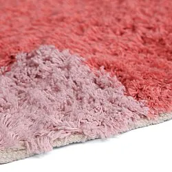 Rond vloerkleed - Amira Natural Cotton Shaggy (roze/oranje)