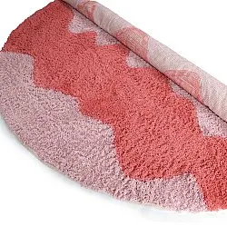 Rond vloerkleed - Amira Natural Cotton Shaggy (roze/oranje)