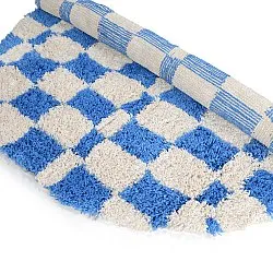 Rond vloerkleed - Atrani Natural Cotton Shaggy (blauw)