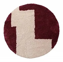 Rond vloerkleed - Begur Natural Cotton Shaggy (off-white/bordeaux)