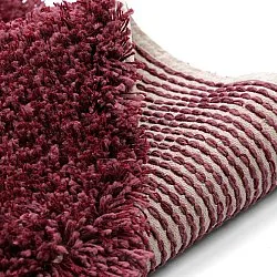 Rond vloerkleed - Begur Natural Cotton Shaggy (off-white/bordeaux)