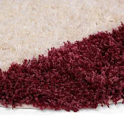 Rond vloerkleed - Begur Natural Cotton Shaggy (off-white/bordeaux)
