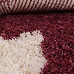 Rond vloerkleed - Begur Natural Cotton Shaggy (off-white/bordeaux)