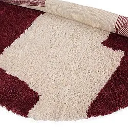 Rond vloerkleed - Begur Natural Cotton Shaggy (off-white/bordeaux)