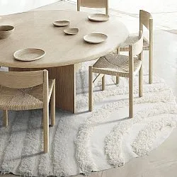 Rond vloerkleed - Cazorla Natural Cotton Shaggy (gebroken wit)