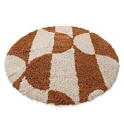 Rond vloerkleed - Kalymnos Natural Cotton Shaggy (off-white/oker)