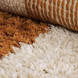 Rond vloerkleed - Kalymnos Natural Cotton Shaggy (off-white/oker)
