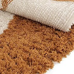Rond vloerkleed - Kalymnos Natural Cotton Shaggy (off-white/oker)