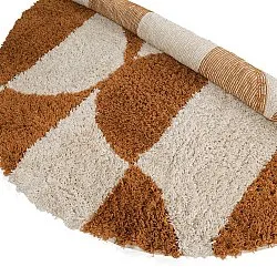 Rond vloerkleed - Kalymnos Natural Cotton Shaggy (off-white/oker)